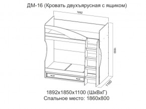 ДМ-16 Кровать двухъярусная с ящиком в Чусовом - chusovoj.магазин96.com | фото